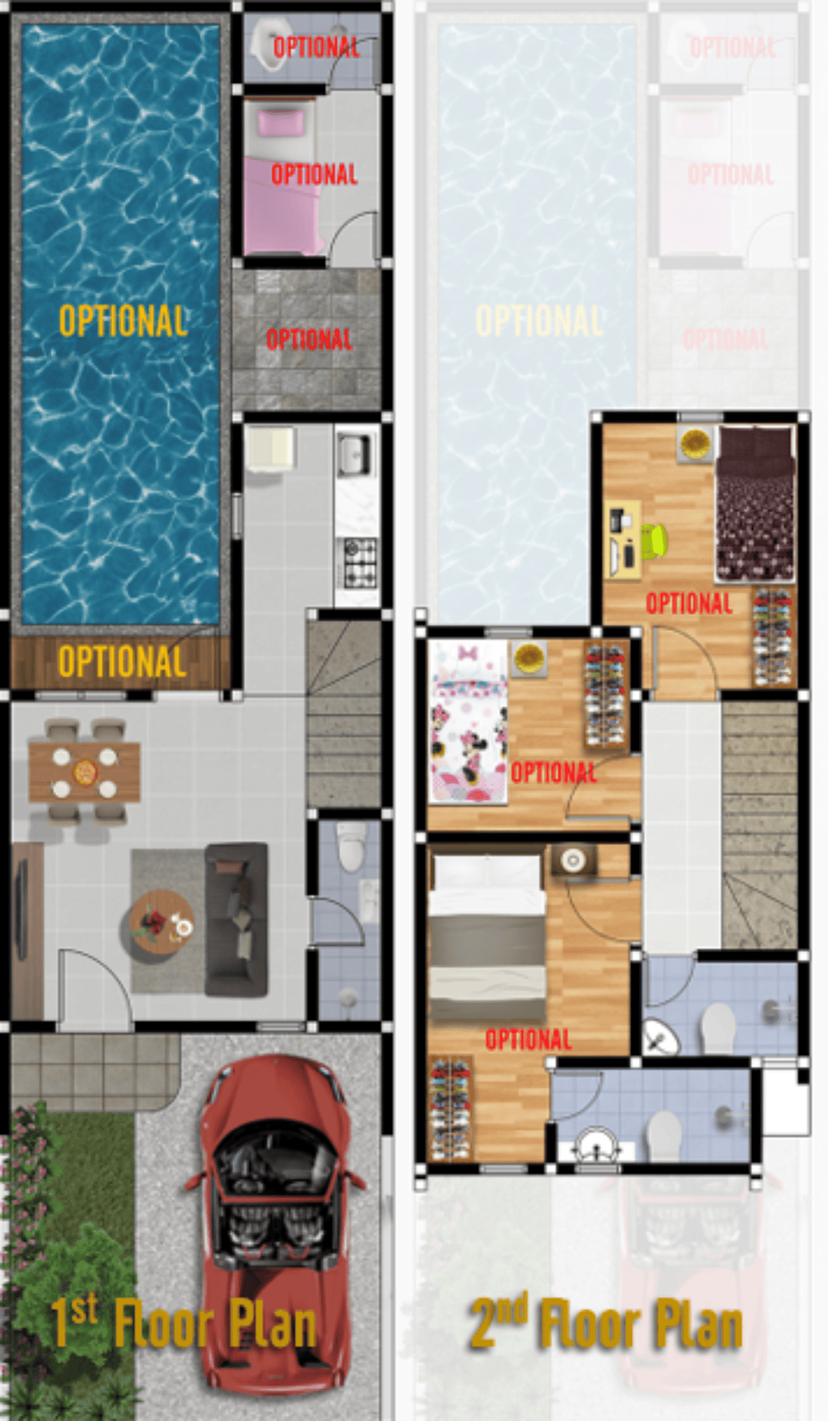 The Villa - Denah Lantai 1 dan 2